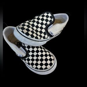 Vans Toddler Black and White Checkered Slip-On Sneakers Sz 8T Pre-loved